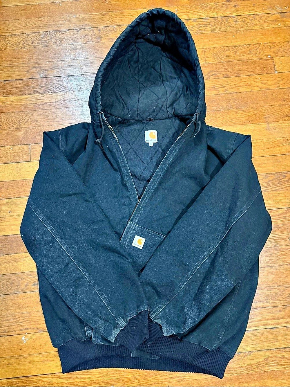 CARHARTT Baggy Y2K-Style 125th Anniversary Duck Canvas Warm Jacket (Black/Blue)